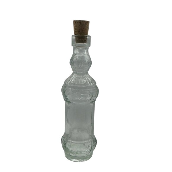 Vintage Clear Glass Decorative Bottle With Cork Stopper - Picture 1 of 4